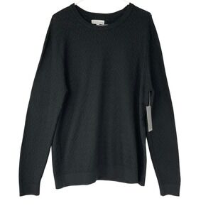 Geoffrey Beene Black Textured Pullover Sweater Large Crew Neck Long Sleeve NEW